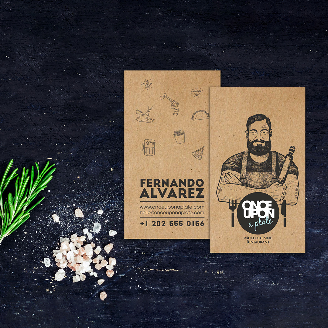 Once upon a plate business card mockup 2